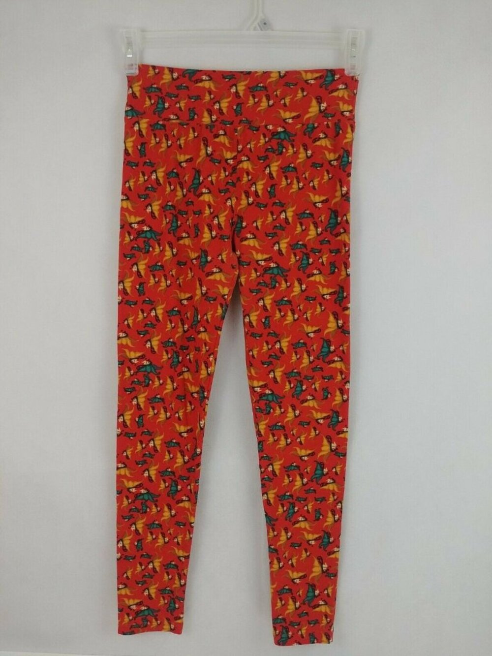 LuLaRoe One Size Leggings Orange With Yellow & Jade Butterflies Pattern